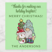 Festivals Gnome Snowman Frohe Weihnachten Party Weinetikett (Einzelnes Label)