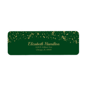 Festivals Gold Confetti Green Return Address Label