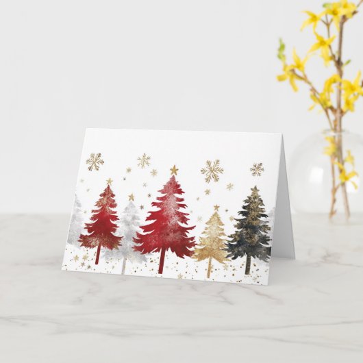 Festivals Gold Foil und Red Christmas Scene Karte (Gelbe Blume)