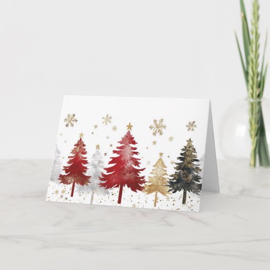 Festivals Gold Foil und Red Christmas Scene Karte (Vorderseite)