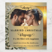 Festivals Gold Foto Verheiratet Weihnachten Weinetikett (Einzelnes Label)