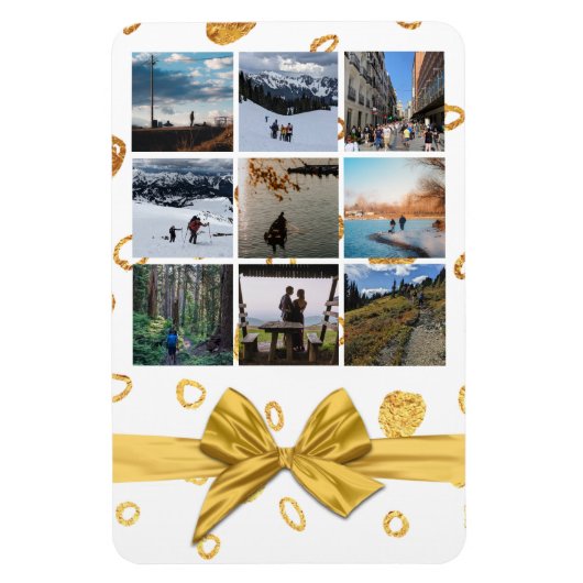 Festivals Gold Geschenk Nine Foto Collage Magnet (Vertikal)