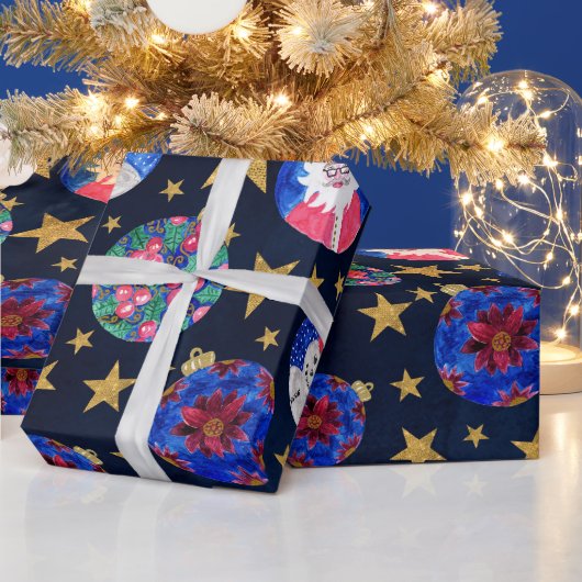 Festivals Gold Glitzer Stars Ornamente Traumhaft Geschenkpapier (Feiertage)