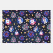 Festivals Gold Glitzer Stars Ornamente Traumhaft Geschenkpapier Set (Vorderseite 3)