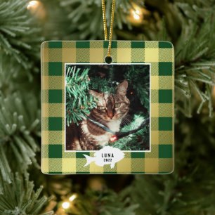 Festivals Gold Kariert Cat Name Weihnachten Keramikornament