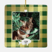 Festivals Gold Kariert Cat Name Weihnachten Keramikornament (Rückseite)