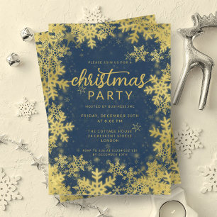 Festivals Gold Navy Foil Schneeflocken Weihnachten Einladung