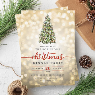 Festivals Gold Pine Tree Lights Weihnachts-Party Einladung
