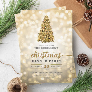 Festivals Gold Pine Tree Lights Weihnachts-Party Einladung