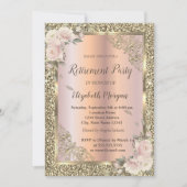 Festivals Gold Rahmen, Rose, Glitzer-Rente Einladung (Vorderseite)
