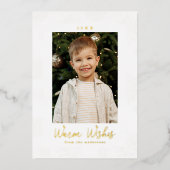 Festivals Gold Snowflakes Foto Folien Feiertagskarte (Vorderseite)