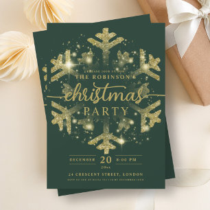 Festivals Gold Winter Snowflake Weihnachten Grün Einladung