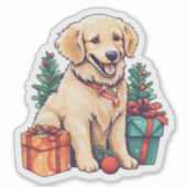 Festivals Golden Retriever Weihnachtsfeiertag Aufkleber (Vorderseite)