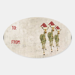 Festivals Goldene Giraffen Geschenksticker Ovaler Aufkleber