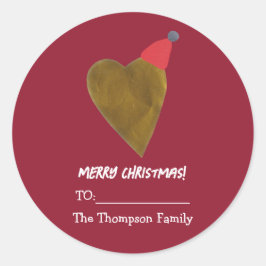 Festivals Goldenes Herz mit Weihnachten Hat Red Ge Runder Aufkleber