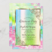 Festivals Goldrahmen, Grün, Gefärbte Krawatte-Rent Einladung (Vorne/Hinten)