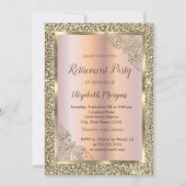 Festivals Goldrahmen, Rose Gold, Glitzer-Rente Einladung (Vorderseite)