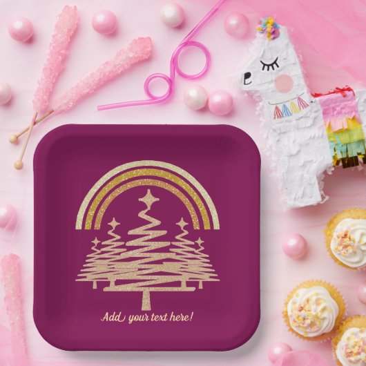 Festivals Goldrainbow Sparkling Pappteller (Party)