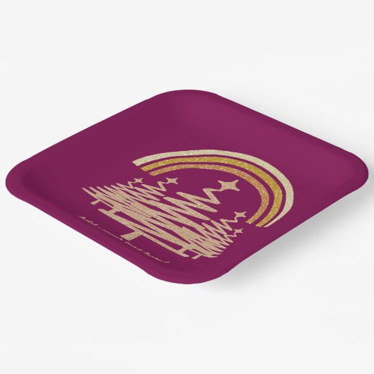 Festivals Goldrainbow Sparkling Pappteller (Gewinkelt)