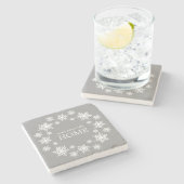 Festivals Grau Snowflake Wreath Zuhause Stone Unte Steinuntersetzer (Seitenansicht)