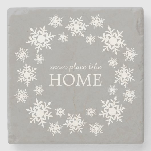 Festivals Grau Snowflake Wreath Zuhause Stone Unte Steinuntersetzer (Vorderseite)