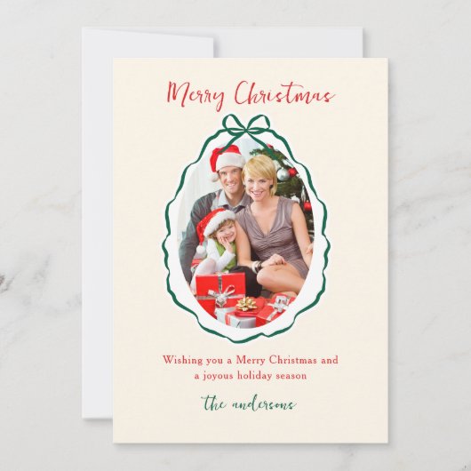 Festivals Green Bow Frame Foto Weihnachten (Vorderseite)