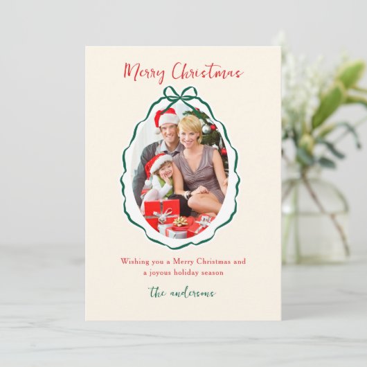 Festivals Green Bow Frame Foto Weihnachten (Stehend Vorderseite)