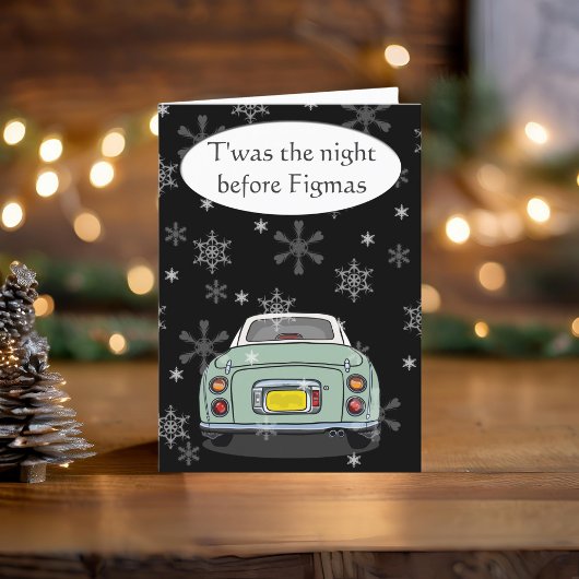 Festivals Green Figaro Autokarte Weihnachtskarte Feiertagskarte