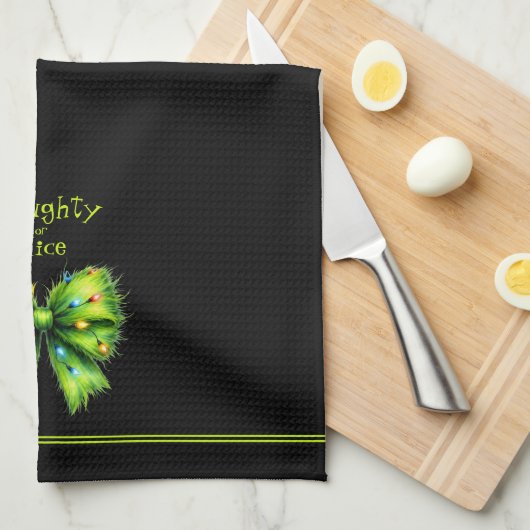 Festivals Green Fur Bow-Lights Naughty oder Nice N Geschirrtuch (Viertel Falte)