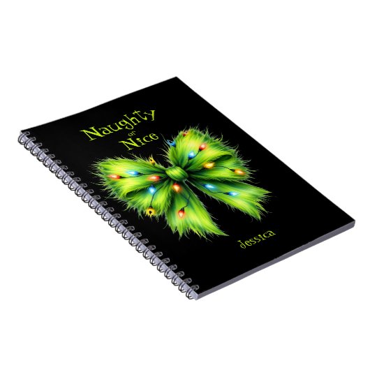 Festivals Green Fur Bow-Lights Naughty oder Nice N Notizblock (Rechte Seite)