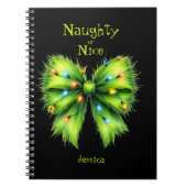 Festivals Green Fur Bow-Lights Naughty oder Nice N Notizblock (Vorderseite)