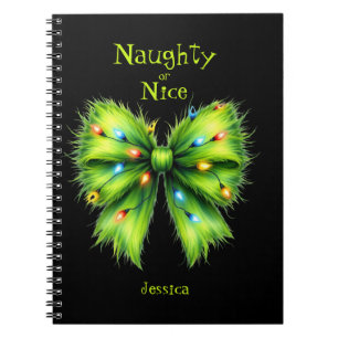 Festivals Green Fur Bow-Lights Naughty oder Nice N Notizblock