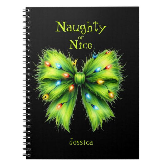 Festivals Green Fur Bow-Lights Naughty oder Nice N Notizblock (Vorderseite)