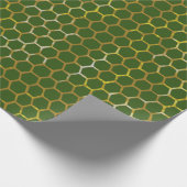 Festivals Green Gold Hexagon Bienenmuster Muster Geschenkpapier (Ecke)