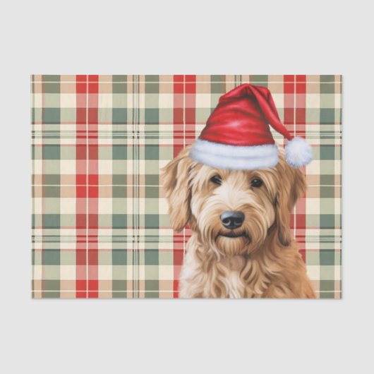 Festivals Green Kariert Goldendoodle Dog Weihnacht Seidenpapier (Vorderseite)