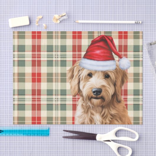 Festivals Green Kariert Goldendoodle Dog Weihnacht Seidenpapier (Handwerk)