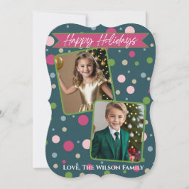 Festivals Green Polka Dot Foto (2) Ferienkarte Feiertagskarte