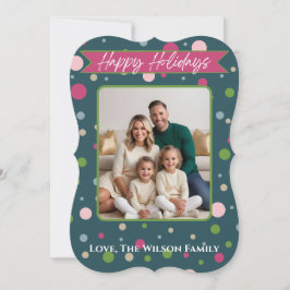 Festivals Green Polka Dot Foto Holiday Card Feiertagskarte