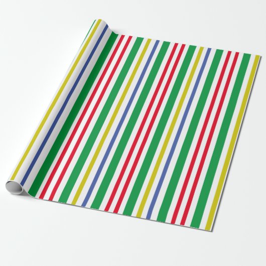 Festivals Green Red Blue Vertical Stripes Geschenkpapier (Ungerollt)