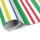Festivals Green Red Blue Vertical Stripes Geschenkpapier (Rolleneckpunkt)