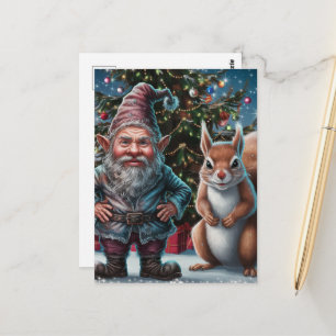 Festivals Grumpy Gnome und Eichhörnchen Weihnachte Postkarte