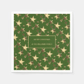 Festivals Grün und Gold Weihnachtsstars Name hinzu Serviette (Vorderseite)