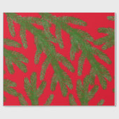 Festivals Grüne Brandbaumzweige auf Rot Geschenkpapier (Flach)