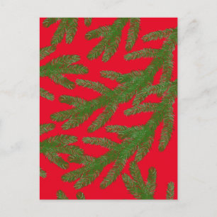 Festivals Grüne Brandbaumzweige auf Rot Postkarte