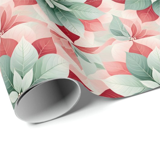 Festivals Grüne Poinsettia Geschenkpapier (Rolleneckpunkt)