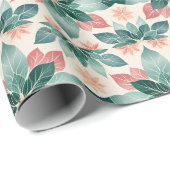 Festivals Grüne Poinsettia Geschenkpapier (Rolleneckpunkt)