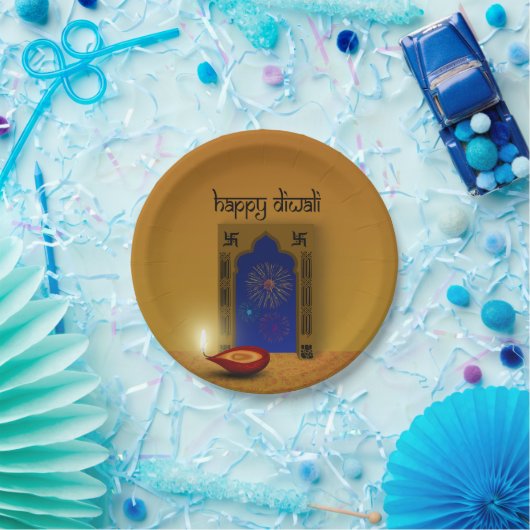 Festivals Happy Diwali Feuerwerk - Papierplatte Pappteller (Party)