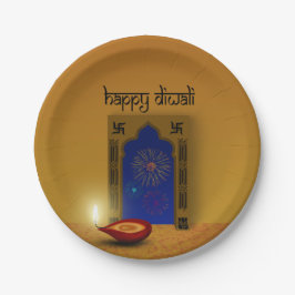 Festivals Happy Diwali Feuerwerk - Papierplatte Pappteller