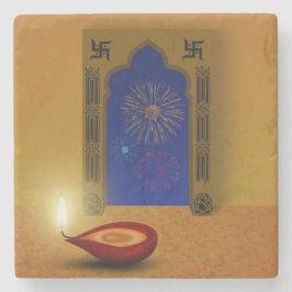Festivals Happy Diwali Feuerwerk - Stone Untersetz Steinuntersetzer
