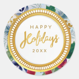 Festivals Happy Holiday Botanical Runder Aufkleber